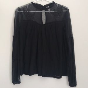Black embroidered sheer top